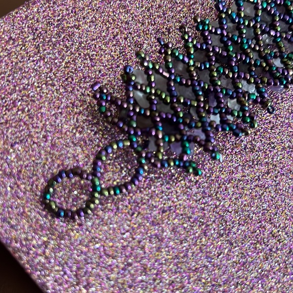 Genuine Amethyst and Borealis Seed Beaded Adjustable Cuff Bracelet - Picture 6 of 9